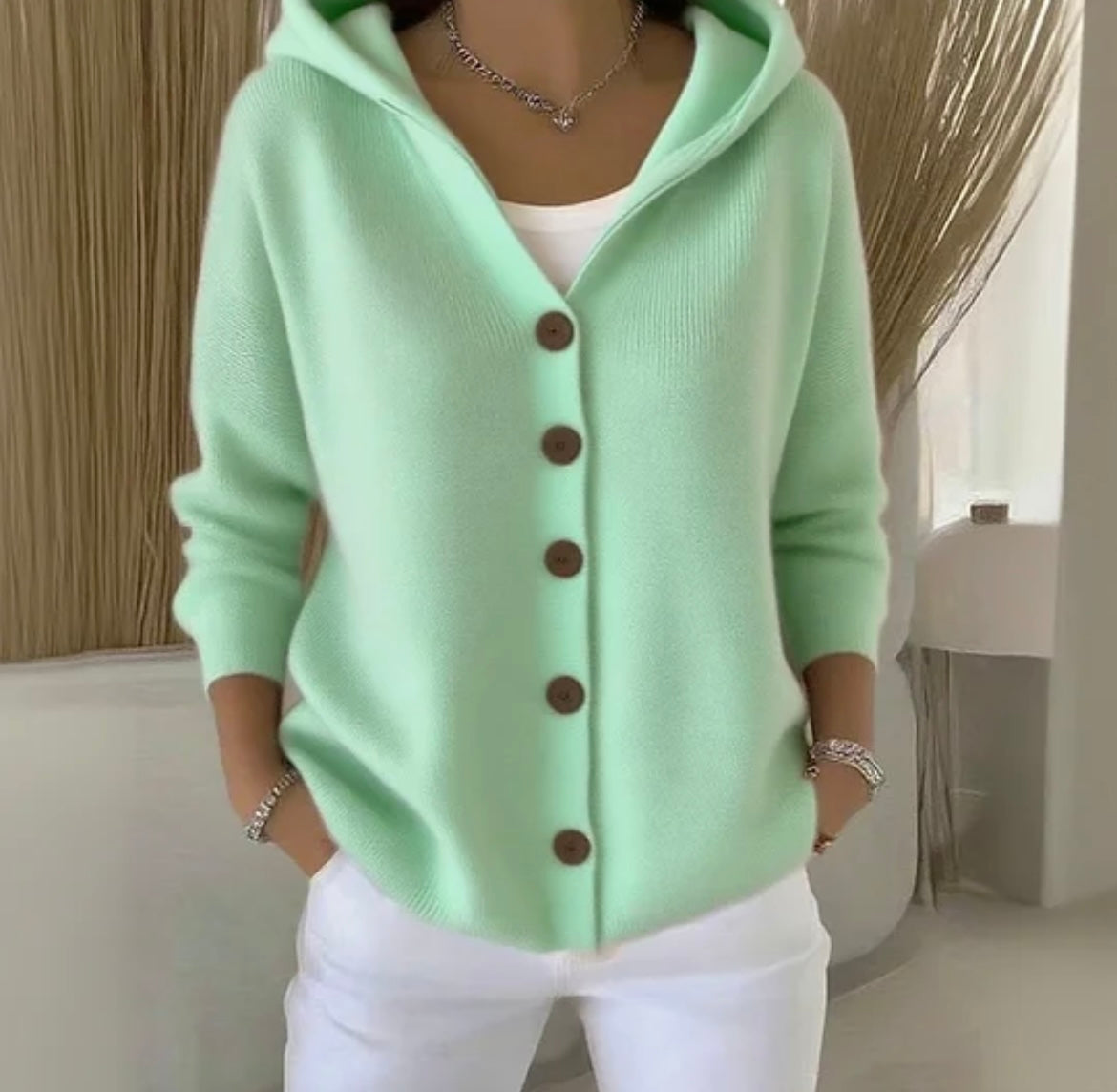 Monday - Cardigan lungo casual in cotone per donna con maniche lunghe
